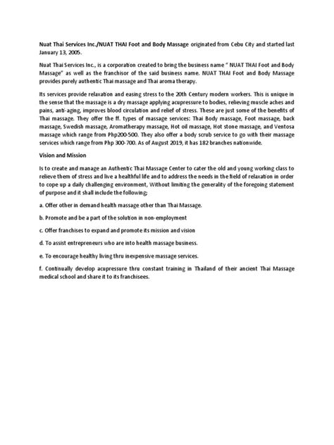 Nuat Thai Services Inc (Profile) .